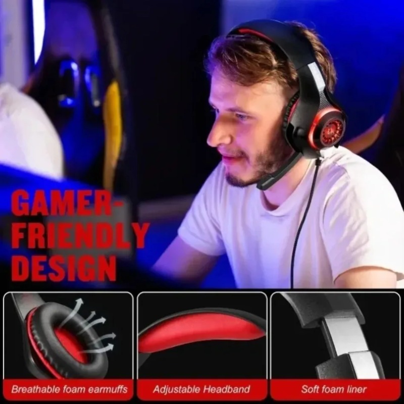 Gaming Headset With Mic Rgb - Auriculares para juegos con cable, micrófono