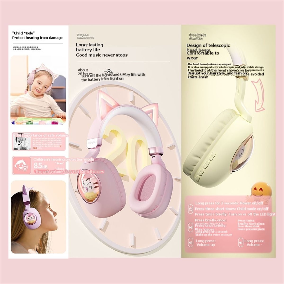 Cat Ear Bluetooth Headset Led - [PACK ECONÓMICO] Audífonos Inalámbricos Bluetooth 5.3