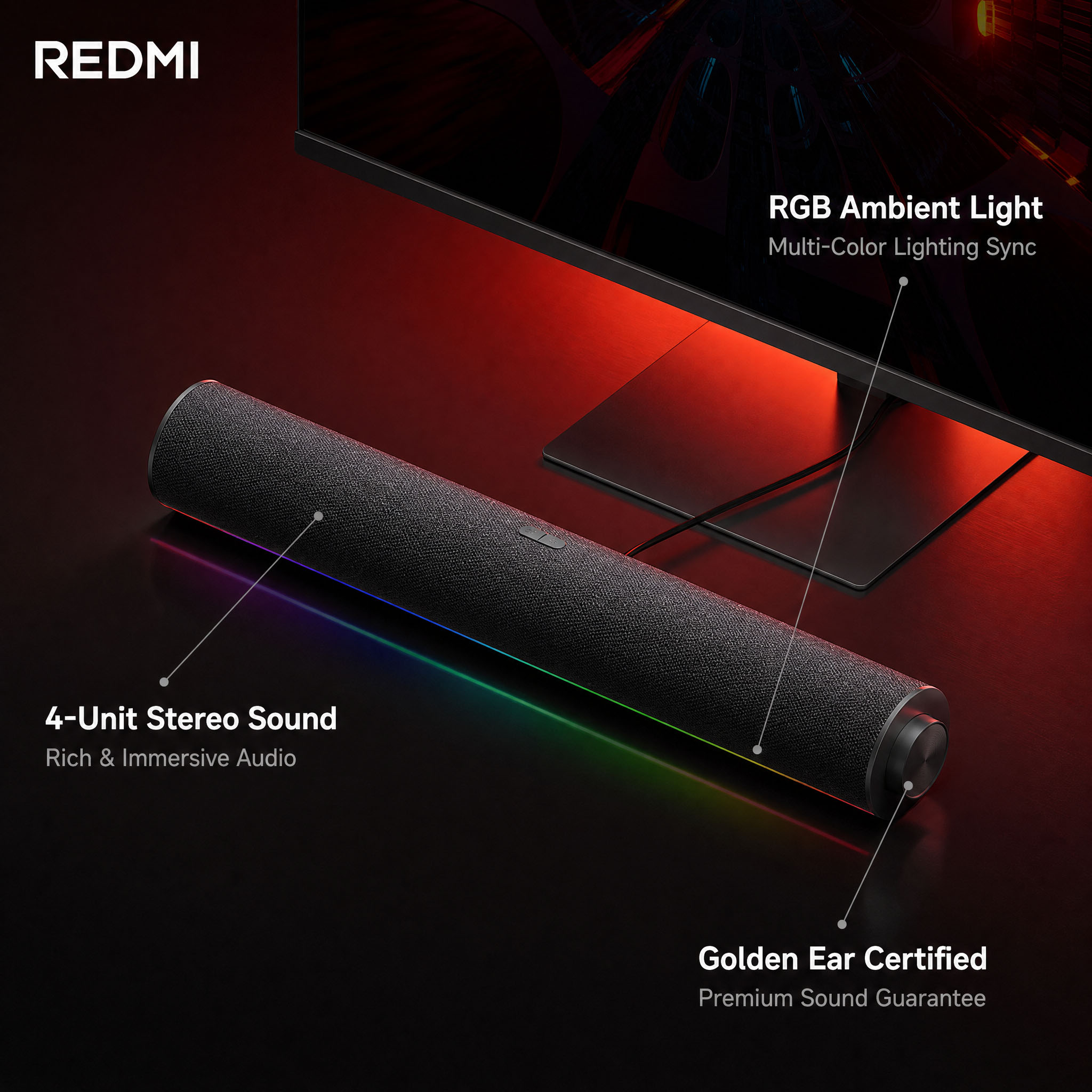 Rgb Computer Soundbar For Pc - Altavoz para PC Xiaomi Redmi Original,