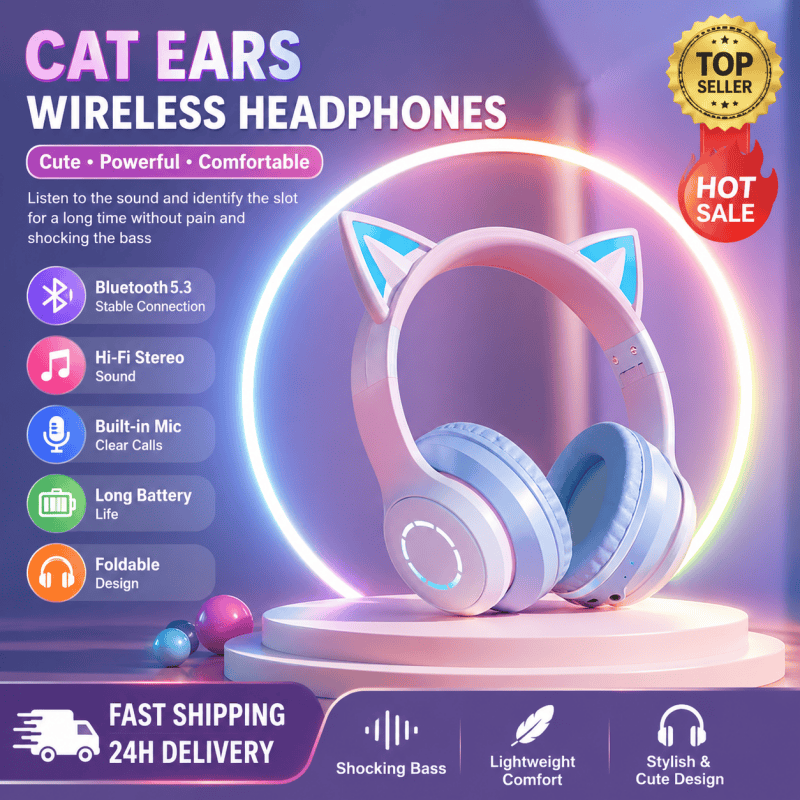 Cat Ear Bluetooth Headset Led - Nuevos Auriculares Bluetooth RGB con Orejas