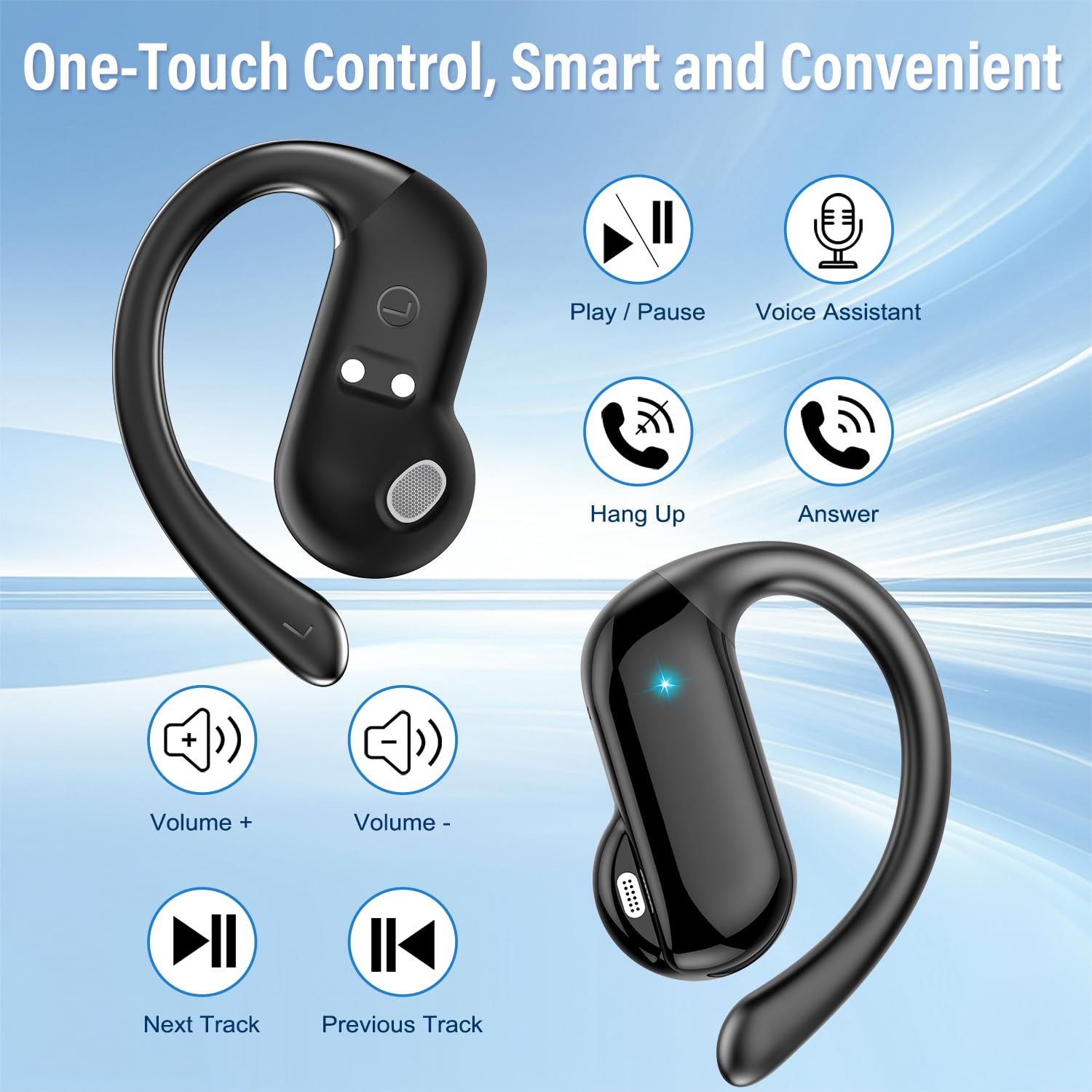 Open Ear Air Conduction Headphones - Auriculares Inalámbricos Bluetooth 5.4 de Diseño