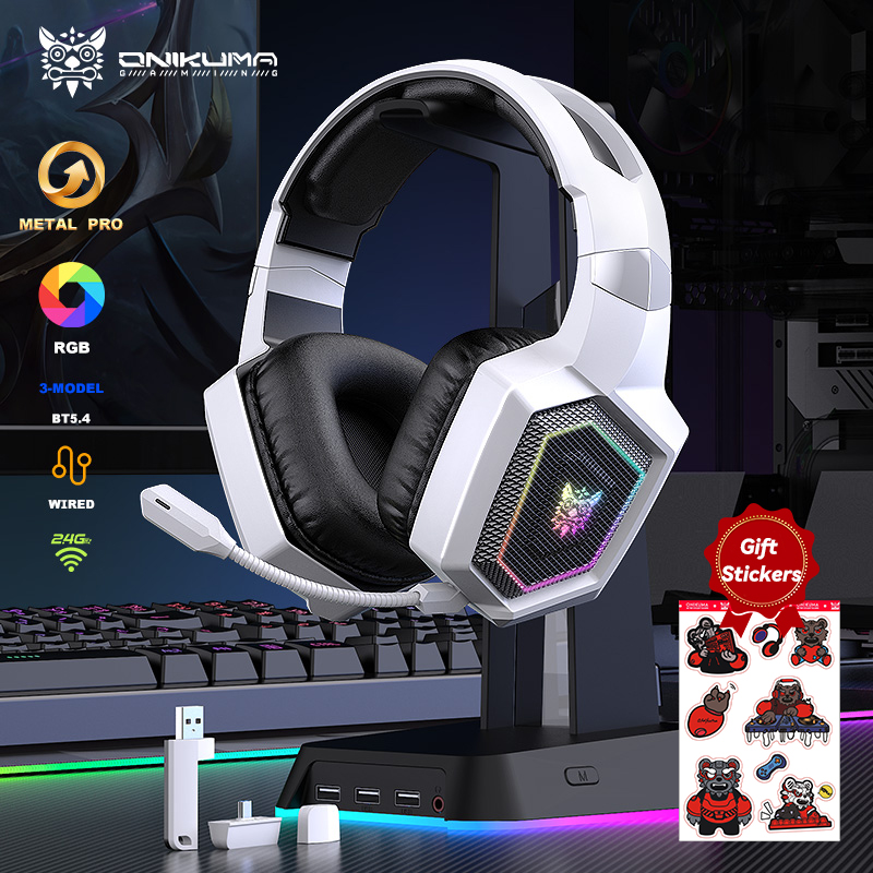 Gaming Headset With Mic Rgb - ONIKUMA 2,4 GHz auriculares inalámbricos para