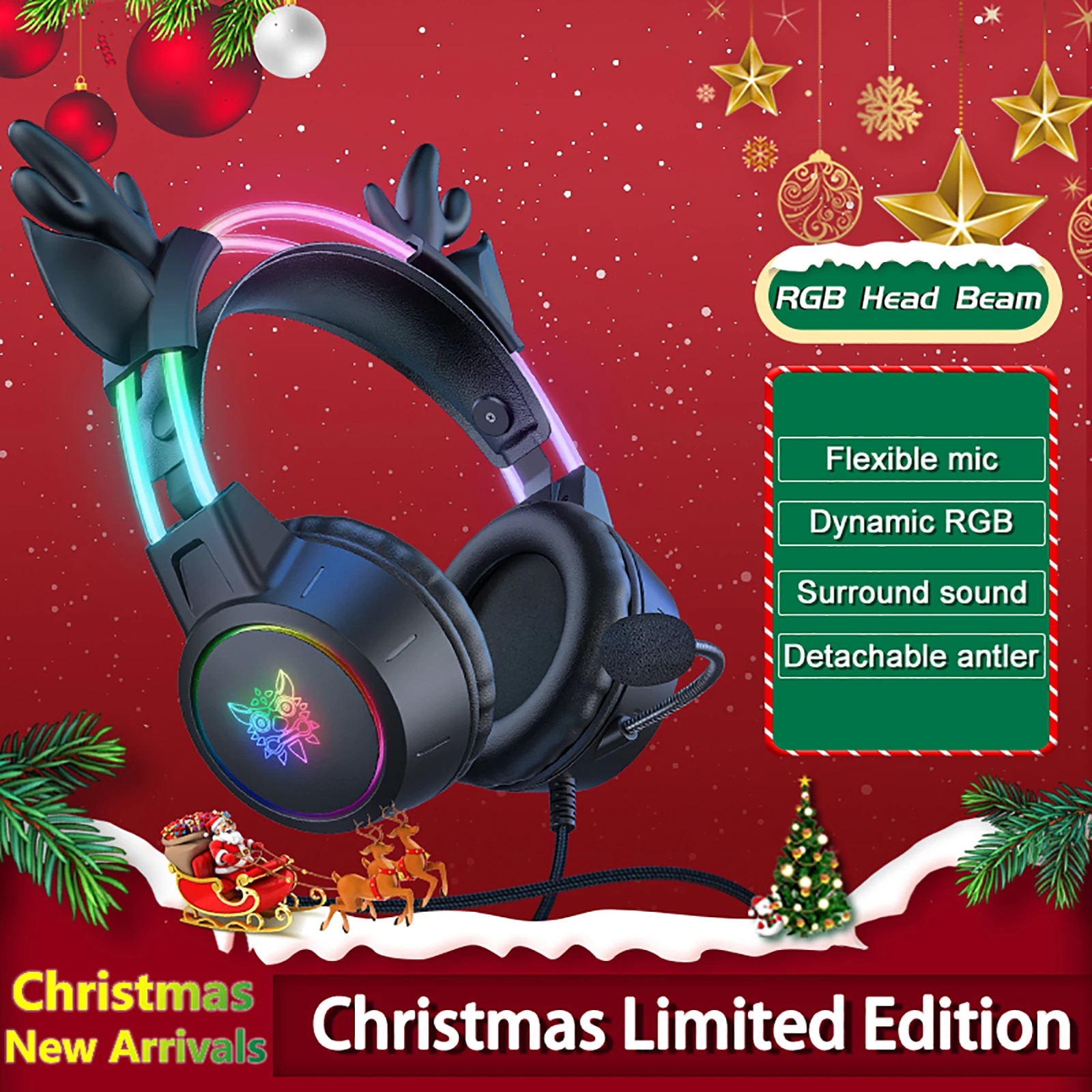Gaming Headset With Mic Rgb - ONIKUMA-auriculares con astas desmontables para videojuegos,
