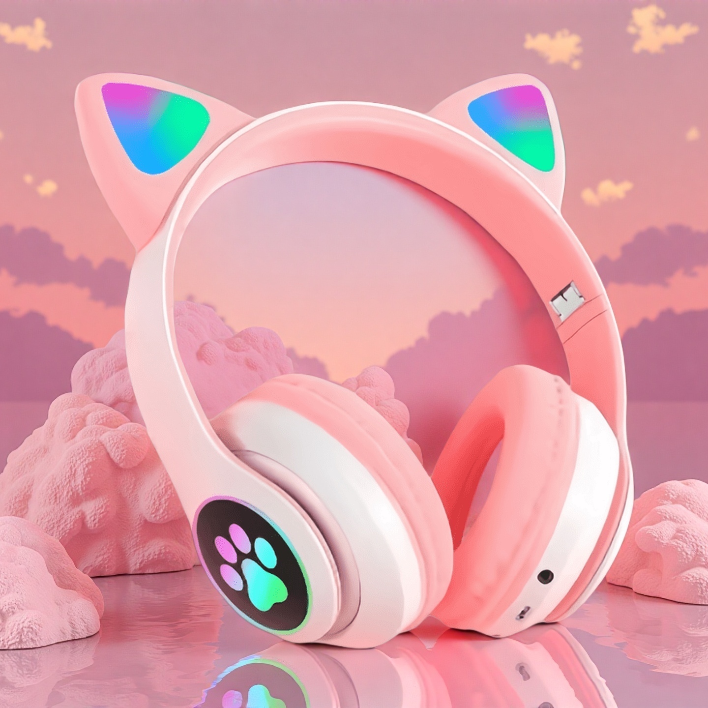 Cat Ear Bluetooth Headset Led - Nueva luz de Flash, auriculares inalámbricos