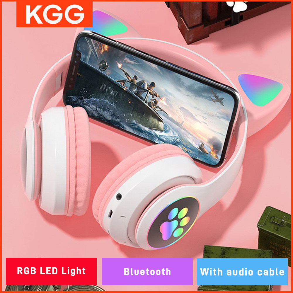 Cat Ear Bluetooth Headset Led - Auriculares con orejas de gato, luz