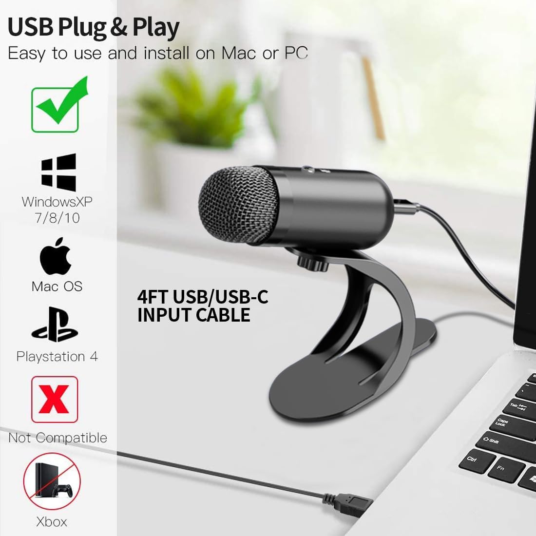 Tablets - Micrófono USB Profesional de Condensador para