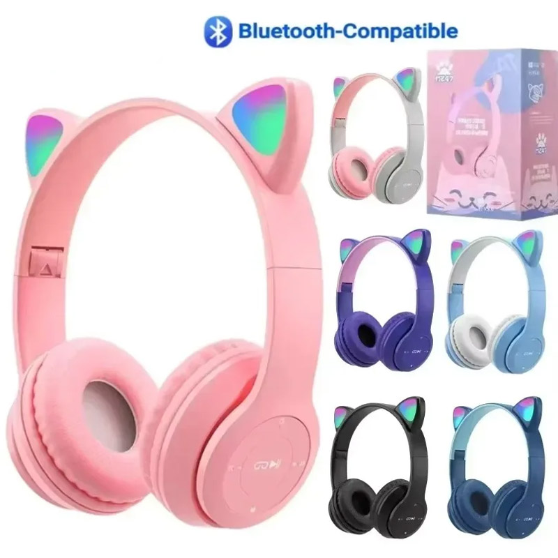 Cat Ear Bluetooth Headset Led - Auriculares Inalámbricos Bluetooth con Orejas de