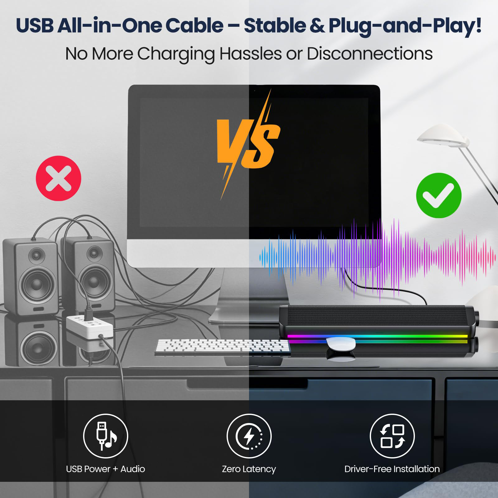 Altavoz con cable Bluetooth pa - Rgb Computer Soundbar For Pc reseña y precio