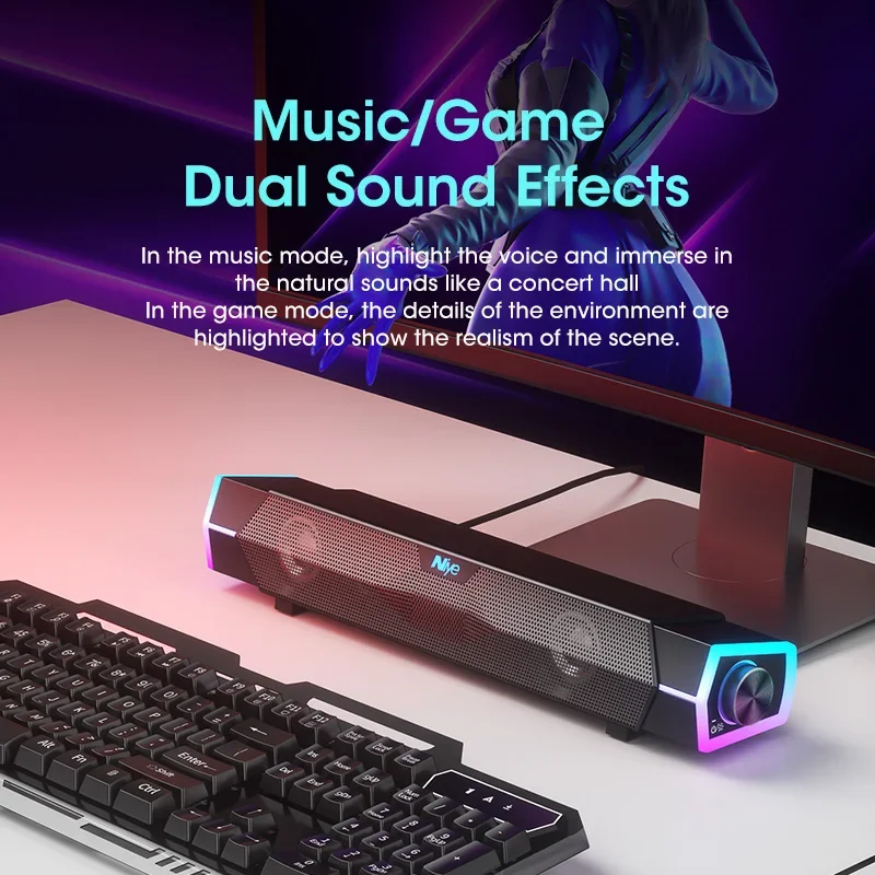 Barra de sonido estéreo 4D, al - Rgb Computer Soundbar For Pc reseña y precio