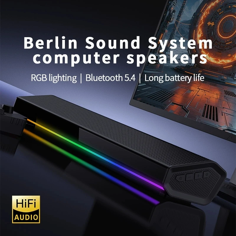Altavoz Bluetooth 5.4 con Luz  - Rgb Computer Soundbar For Pc reseña y precio
