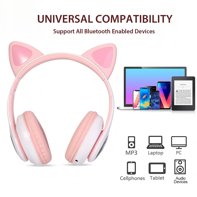 Auriculares inalámbricos Bluet - Cat Ear Bluetooth Headset Led reseña y precio