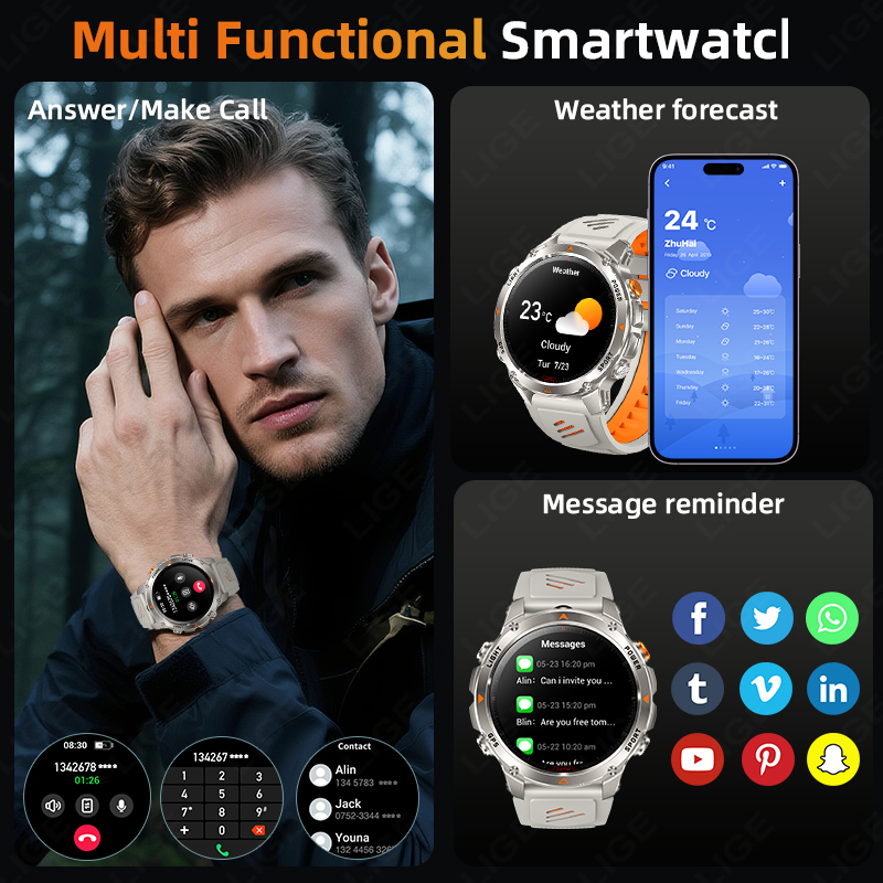 LIGE-reloj inteligente con seg - Smartwatches reseña y precio