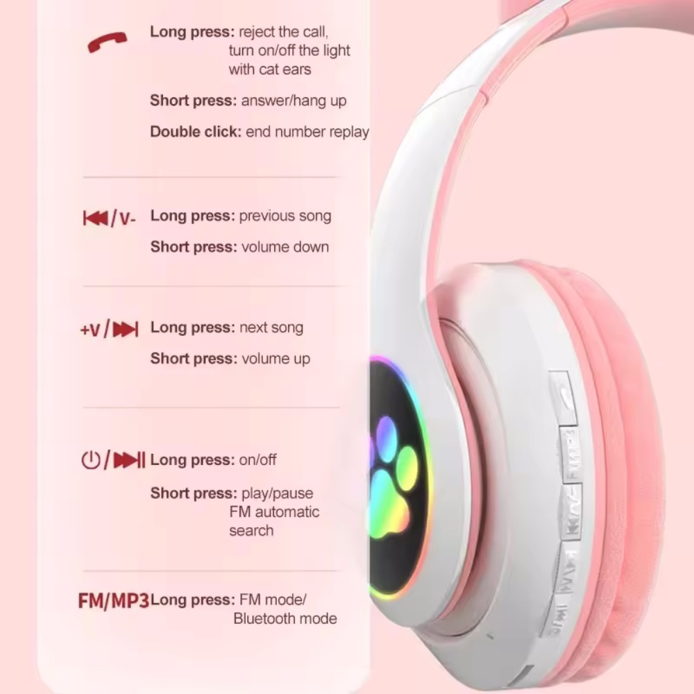 Audífonos Bluetooth con Orejas - Cat Ear Bluetooth Headset Led reseña y precio