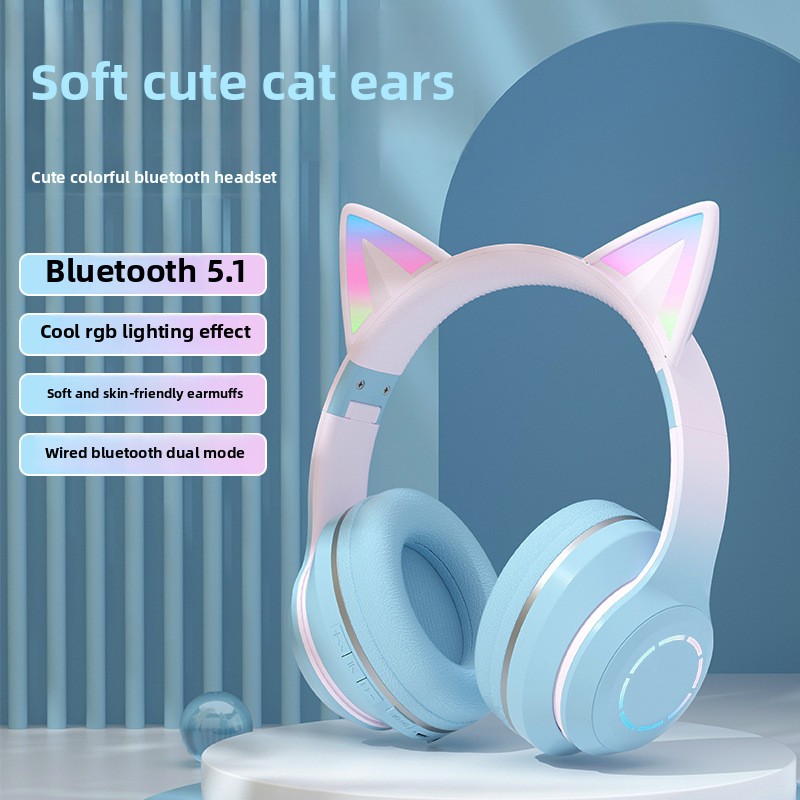 Nuevos Auriculares Bluetooth R - Cat Ear Bluetooth Headset Led reseña y precio
