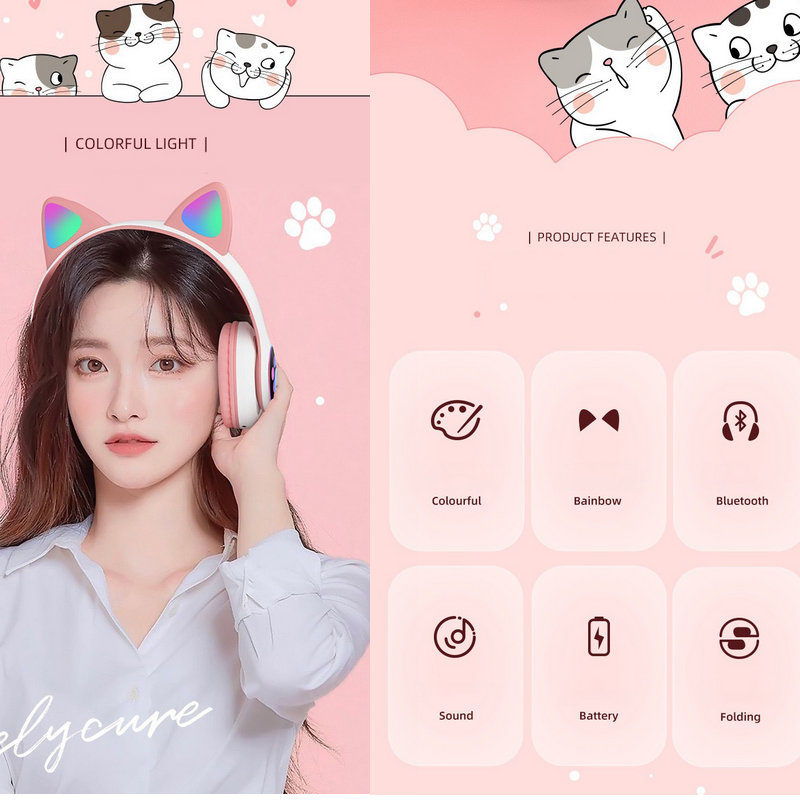 Auriculares con orejas de gato - Cat Ear Bluetooth Headset Led reseña y precio
