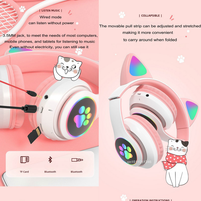 Auriculares con orejas de gato - Cat Ear Bluetooth Headset Led reseña y precio